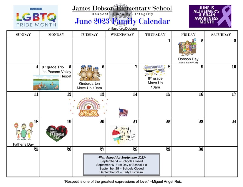 Dobson Family Calendars James Dobson School